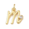 Brass Micro Pave Clear Cubic Zirconia Charms KK-D289-66G-M-1