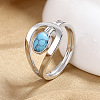 Oval Brass with Synthetic Turquoise Finger Rings FS-WG5DC9A-03-1
