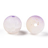 Frosted Baking Paint Crackle Glass Beads with Glitter Powder X1-DGLA-T004-6mm-01E-2