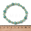 Natural Amazonite & Brass Beaded Stretch Bracelets for Women Men BJEW-JB13701-4
