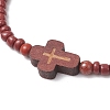 4Pcs Cross Glass Seed Beads with Natural Wood Beads & Red Jasper Beads & Magnesite Beads & Howlite Round Beads Braided Bead Bracelets for Women BJEW-JB11898-4