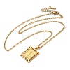 201 Stainless Steel Cable Chain Rectangle with Letter Pendant Necklaces NJEW-M070-01G-I-2