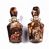 Assembled Synthetic Bronzite and Imperial Jasper Openable Perfume Bottle Pendants G-S366-058G-2