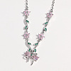 Brass Pave Cubic Zirconia Flower Bowknot Pendant Necklaces for Women WGA7CA3-06-1