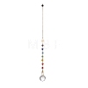 Mixed Natural Gemstone Drowsing Pendulums with Chakra Handmade Lampwork Evil Eye & Brass Sun PALLOY-JF01974-4