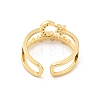 Star & Moon Brass Micro Pave Clear Cubic Zirconia Open Cuff Rings RJEW-G309-31G-3