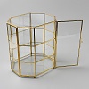 3-Tier Hexagon Glass Jewelry Organizer Display Cases with Iron Frame ODIS-WH0025-335B-2