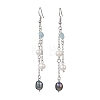 Oval Natural Aquamarine & Natural Cultured Freshwater Pearl Dangle Earrings EJEW-JE06876-3