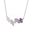 Gradient Color Gemstone Chip Pendant Necklaces NJEW-JN05073-4