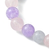 8mm Round Natural Aquamarine & Rose Quartz & Amethyst Beaded Stretch Bracelets X-BJEW-TA00502-4