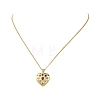 Brass Pave Pink Cubic Zirconia Heart Pendant Brass Curb Chain Necklace for Women NJEW-JN06484-01-4