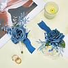 2Pcs 2 Style Silk Cloth & Plastic Imitation Flower Corsage Boutonniere & Wrist Corsage JEWB-CP0001-27A-3
