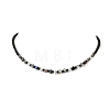 Electroplate Glass Triangle and Faceted Round Natural Black Spinel Beaded Necklaces for Women NJEW-JN05666-2