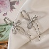 Bowknot Brass Micro Pave Clear Cubic Zirconia Hoop Earrings for Women EJEW-A110-03P-1