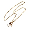 Sports 304 Stainless Steel Crystal & Capri Blue Enamel Star Ball Pendant Necklaces for Women NJEW-A072-01B-G-2