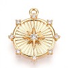 Brass Micro Pave Clear Cubic Zirconia Pendants KK-T075-26G-1