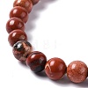 Natural Red Jasper Bead Stretch Bracelets X-BJEW-K212-A-012-3
