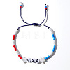 USA Flag Glass Beaded Bracelet for Couples with American Style AI5319-1