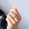 Brass Micro Pave Clear Cubic Zirconia Finger Rings FS-WG77E03-03-2
