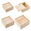 4Pcs 3 Styles Wood Storage Boxes with Sliding Lid ODIS-FG0002-27-1