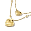Ion Plating(IP) 304 Stainless Steel Heart Pendants Double Layered Necklace with Satellite Chains for Women NJEW-F298-08G-4
