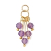 Natural Mixed Gemstome Faceted Round Beads Tassle Charms PALLOY-JF05107-3