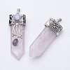 Natural Rose Quartz Big Pointed Pendants G-F340-05E-2