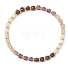 Natural Rose Quartz & Garnet & Rainbow Moonstone & Amethyst Beaded Stretch Bracelets BJEW-JB13485-01-2