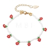 Floral Glass Seed Bead Charm Bracelets for Women BJEW-MZ00306-03-2
