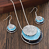 Three Flat Round Zinc Alloy Enamel Pendant Necklaces & Dangle Earrings Sets WGCF00E-02-1