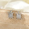 Brass Micro Pave Clear Cubic Zirconia Stud Earrings EJEW-R016-26P-03-1