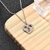 304 Stainless Steel Crystal Rhinestone Heart Pendant Cable Chain Necklaces for Women NJEW-Z056-01C-P-3