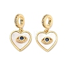 Brass Micro Pave Clear & Blue Cubic Zirconia European Dangle Charms KK-P345-35G-1