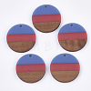 Tri-color Resin & Walnut Wood Pendants RESI-S358-78G-1