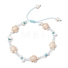 Turtle Cross Synthetic Turquoise & Magnesite & Glass Seed Braided Beaded Adjustable Anklets AJEW-AN00652-2