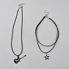 Gothic Alloy Star Guitar Pendant Imitation Leather Cord 3 Layer Necklaces NJEW-WH20004-24-1