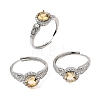 Brass Micro Pave Cubic Zirconia Finger Rings CU-CBA260E-08P-4
