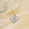 Elegant Brass Clear Cubic Zirconia Hollow Design Butterfly Heart Pendant Necklaces for Women XC3583-5