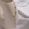 304 Stainless Steel Pave Synthetic Turquoise Link Ring Bracelets LS-VX6527-4