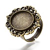 Vintage Adjustable Iron Finger Ring Components Alloy Cabochon Bezel Settings X-PALLOY-Q300-09AB-NR-3