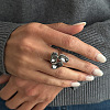 Irregular Alloy & Acrylic Finger Rings WGF25BE-04-2