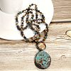 Bohemian Vintage Style Natural Shoushan Stone with Glass Pendant Necklaces FS-WG0BFE5-04-1