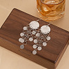 Alloy Flat Round Tassel Chandelier Earrings FS-WGE34C8-02-1