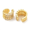 Brass Micro Pave Clear Cubic Zirconia Cuff Earrings EJEW-C104-154G-2