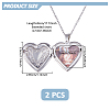 2Pcs 316 Surgical Stainless Steel Heart Photo Locket Pendant Cable Chain Necklaces for Women NJEW-DC0001-15P-2