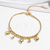304 Stainless Steel & Rhinestone Charm Bracelets WGA1E9B-01-1