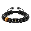 Natural Tiger Eye & Lava Rock Round Beads Adjustable  Bracelets TV6214-20-1