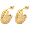 Flower Shape Vacuum Plating 304 Stainless Steel Stud Earrings EJEW-K259-01G-1