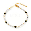 Quartz Crystal & Black Agate Beaded Bracelet for Women KS6100-2