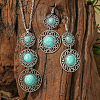 Bohemian Style Alloy & Synthetic Turquoise Pendant Necklaces & Dangle Earrings Sets WG2E1B4-01-1
